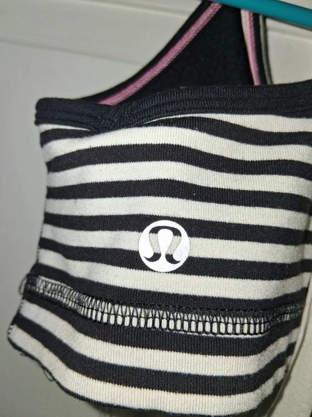 lululemon athletica White Tank with Black Stripe Shelf Bra